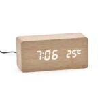 Brinde Relógio Despertador de Madeira Com Painel LED 1