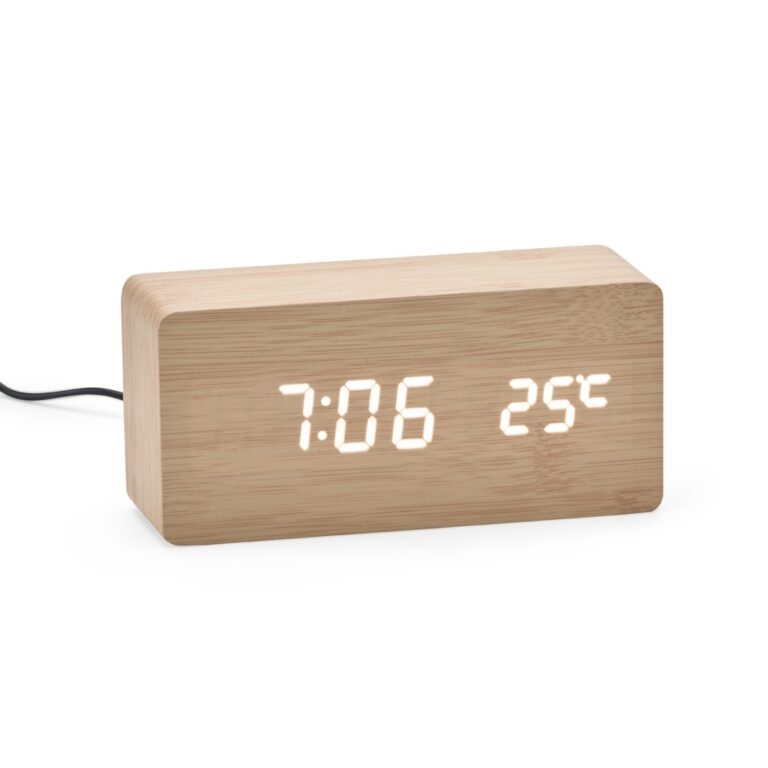 Brinde Relógio Despertador de Madeira Com Painel LED 1