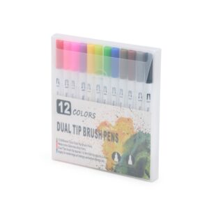 Brinde Kit Canetinhas Ponta Dupla Com 12 Cores