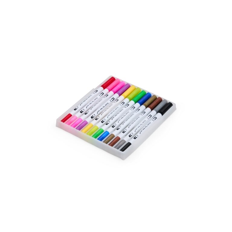 Brinde Kit Canetinhas Ponta Dupla Com 12 Cores 2