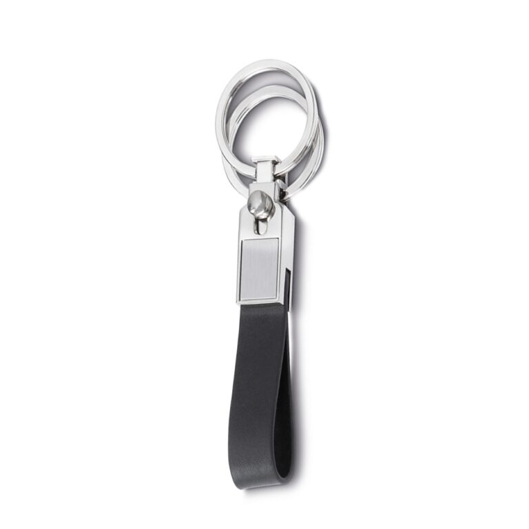 Brinde Chaveiro Metal Couro Sintético com 2 Argolas