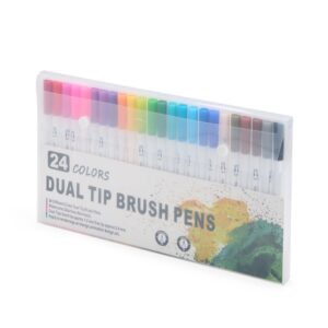 Brinde Kit Canetinhas Ponta Dupla Com 24 Cores