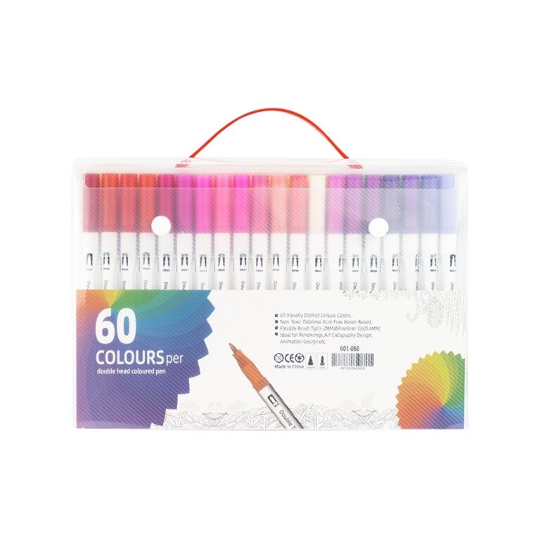 Brinde Kit Canetinhas Ponta Dupla Com 60 Cores 1
