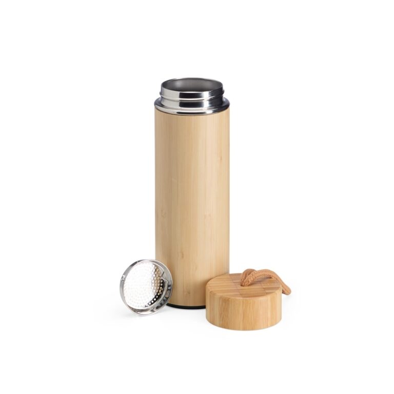 Brinde Garrafa Térmica Bambu 400ml com Infusor 2