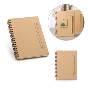 ROCK. Caderno B6 de capa dura em papel kraft com 140 páginas lisas em papel pedra (120 g/m²)