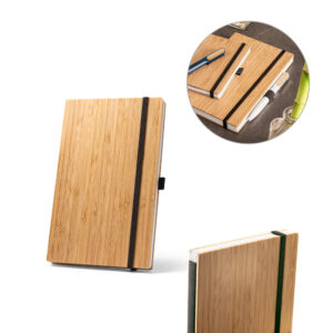 BUARQUE POCKET. Caderno de bolso com capa e contracapa em placa de bambu e lombada em PET 100% reciclado, com 160 páginas lisas