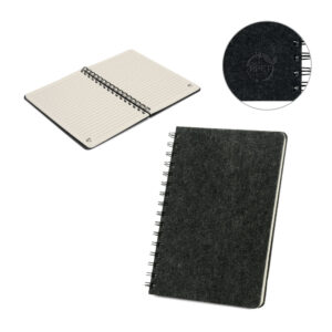 MISHIMA. Caderno A5 de capa semi-rígida em feltro 100% reciclado, com argolas e 160 páginas pautadas