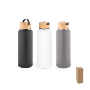 ARMSTRONG. Garrafa em aço inox 90% reciclado de parede dupla térmica, isolada a vácuo com revestimento em pó 1200 mL