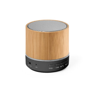 RE-GLASHOW. Caixa de som portátil em bambu e ABS 100% reciclado com microfone e autonomia de 4h30